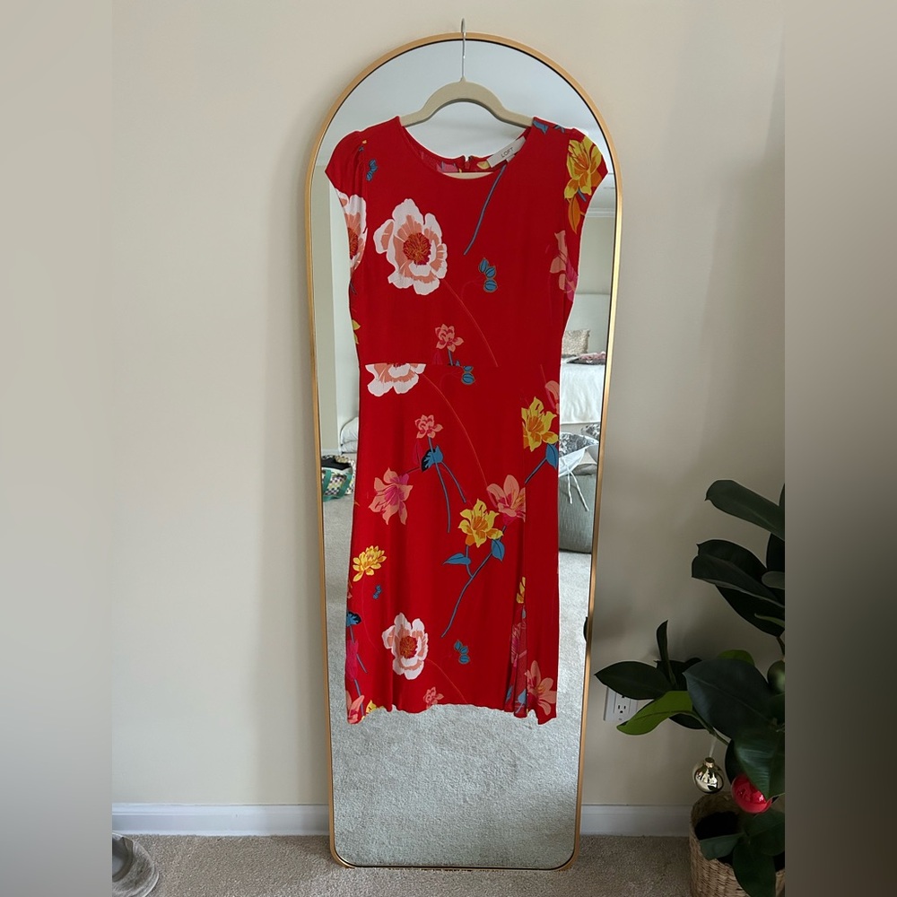 LOFT Floral Spring Midi Dress